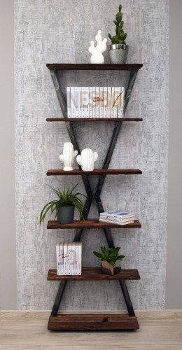 LOFT Regał w stylu industrialnym z postarzanym drewnem