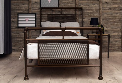 BELLUCZI Pojedyncze łóżko w stylu loftowym z elementów hydraulicznych