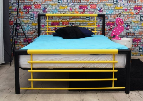Black and Yellow Młodzieżowe łóżko metalowe 3.jpg