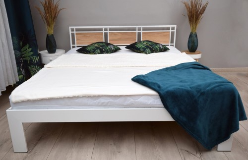 Premium Comfort II Nowoczesne ?ozko  metalowe z debowym wykonczeniem 1.jpg