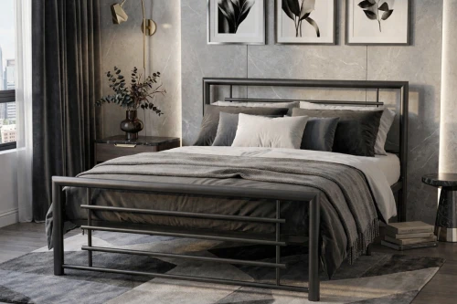 Black łóżko metalowe podwójne
