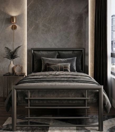 Black pojedyncze łóżko metalowe 90x200 cm
