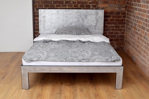 LOFTALUM Metalowe łóżko industrialne pokryte aluminium