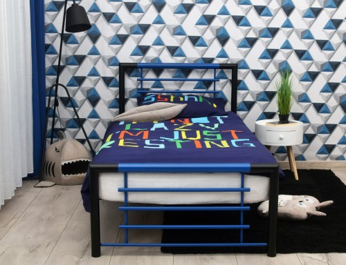 Młodzieżowe łóżko metalowe Black and Blue 90x200 cm