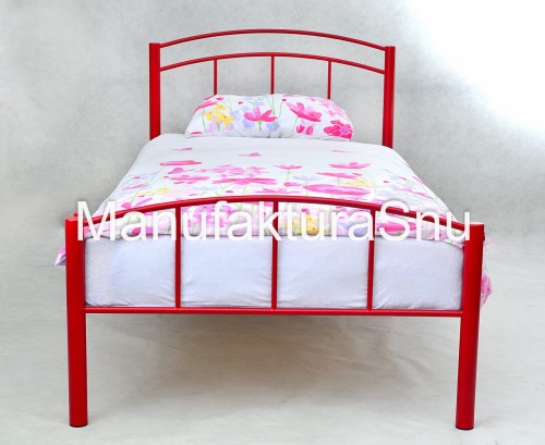 Łóżko metalowe BONO w kolorze czerwonej wiśni