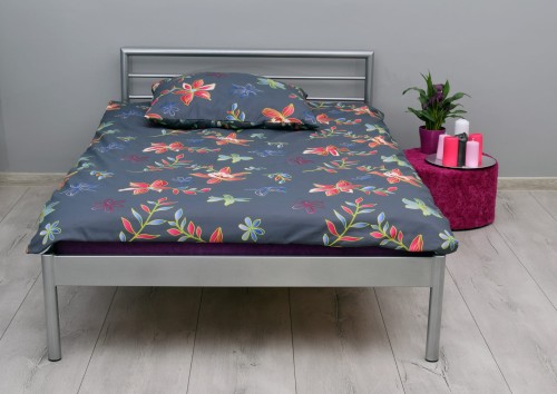 ANTUR Nowoczesne łóżko metalowe w kolorze srebrnym