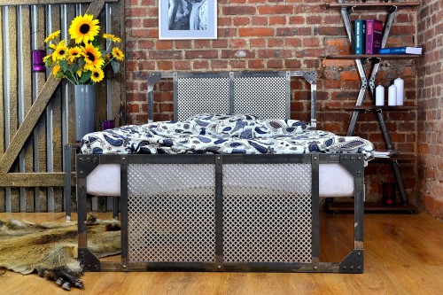 LOFTBED metalowe łóżko loftowe z siatką