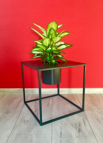 Kwietnik z metalu kostka w kolorze grafitowym