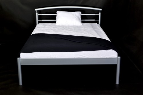 ALIO Podwójne Łóżko z metalu w kolorze srebrnym