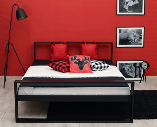 Dwuosobowe, nowoczesne łóżko metalowe MAXI Q