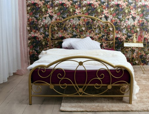 łóżko metalowe w kolorze złotym 120x200 cm