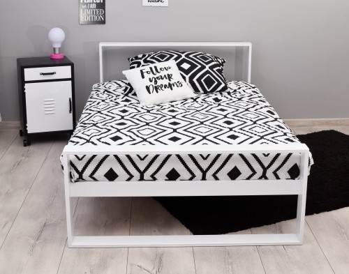 Nowoczesne łóżko metalowe MAXI Q w kolorze białym