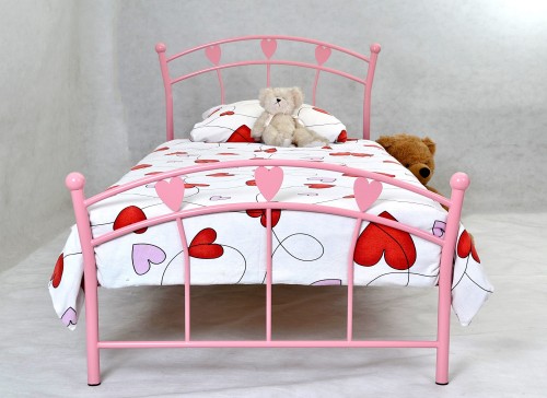 LOVLIK metalowe łóżko dziecięce z serduszkami